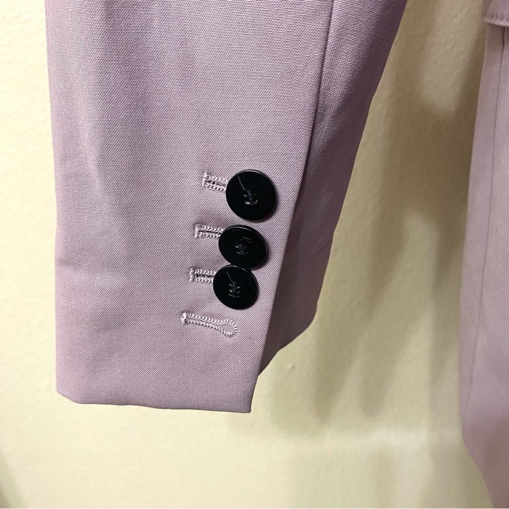 Theory Double-Breasted Wool-Blend Lavender Blazer 10 - Picture 8 of 13